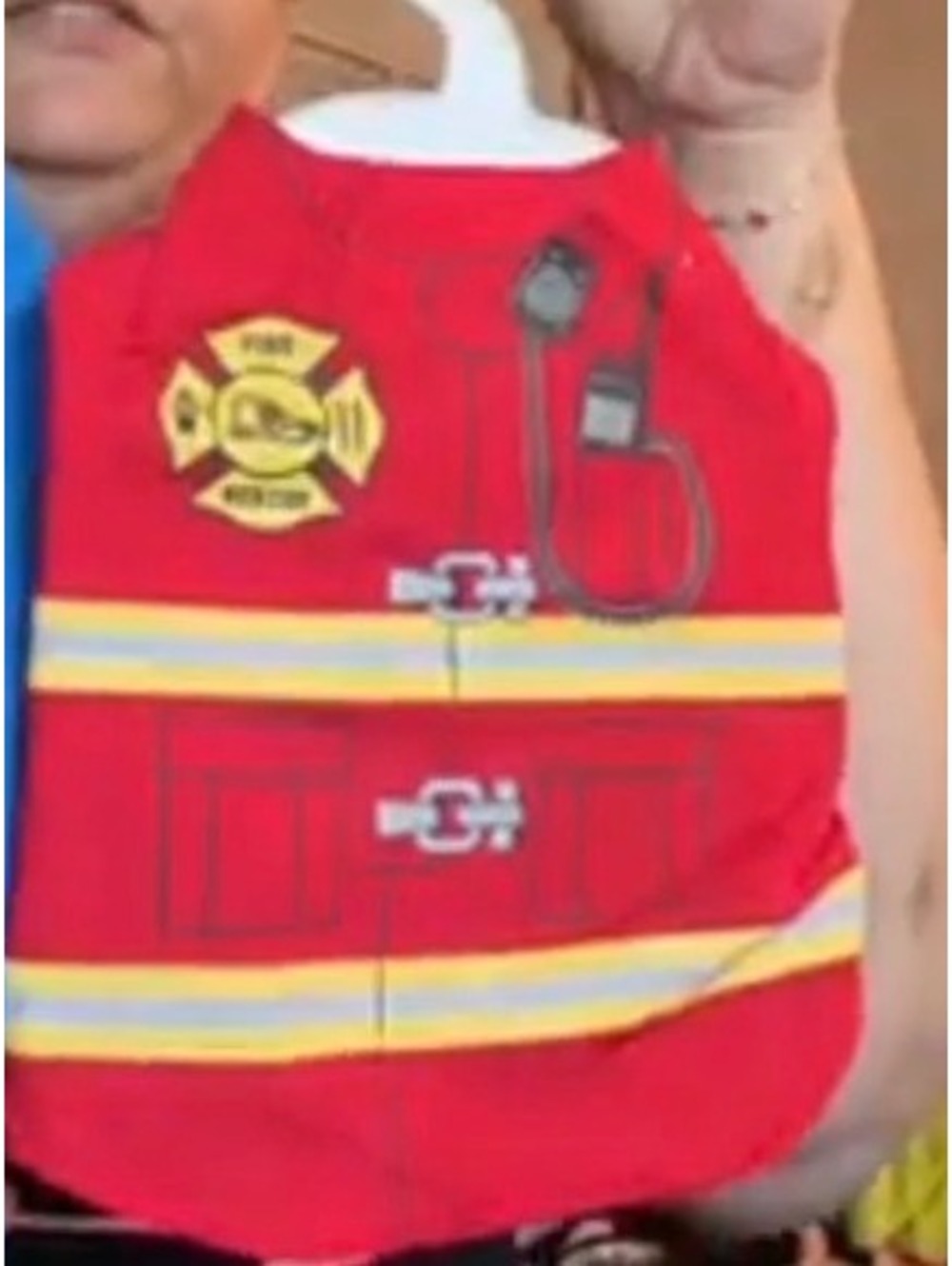 Red firefighter pet shirt size small